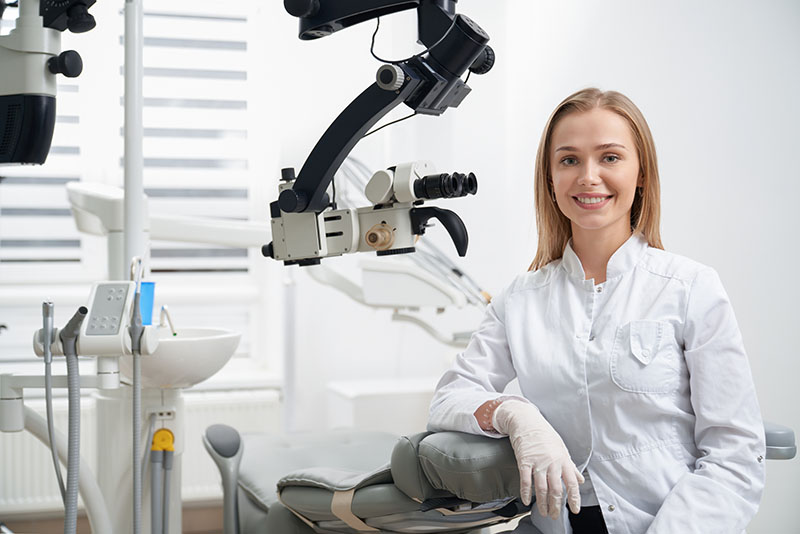 Dentist with dental equipment